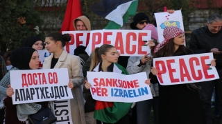 Kuzey Makedonya’da Filistin’e destek gösterisi düzenlendi
